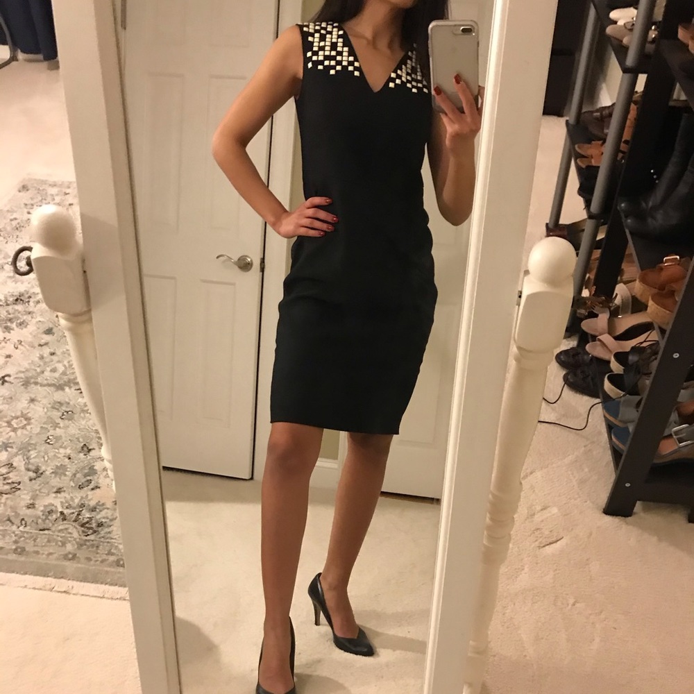 Anne Klein Black Dress with Neckline Details Sz 2